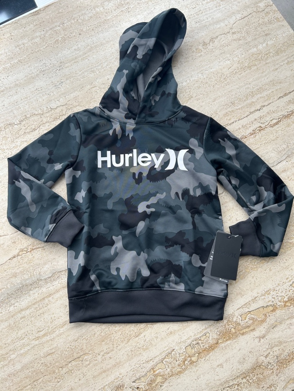 NEW 🆕 Hurley Black & Gray Camo Hoodie with White Logo size 5 years with tags